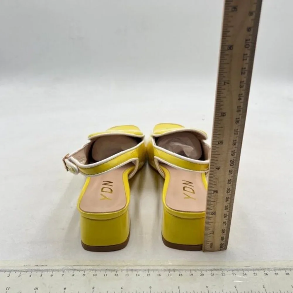 YDN Yellow Patent Slingback Block Heel Loafer